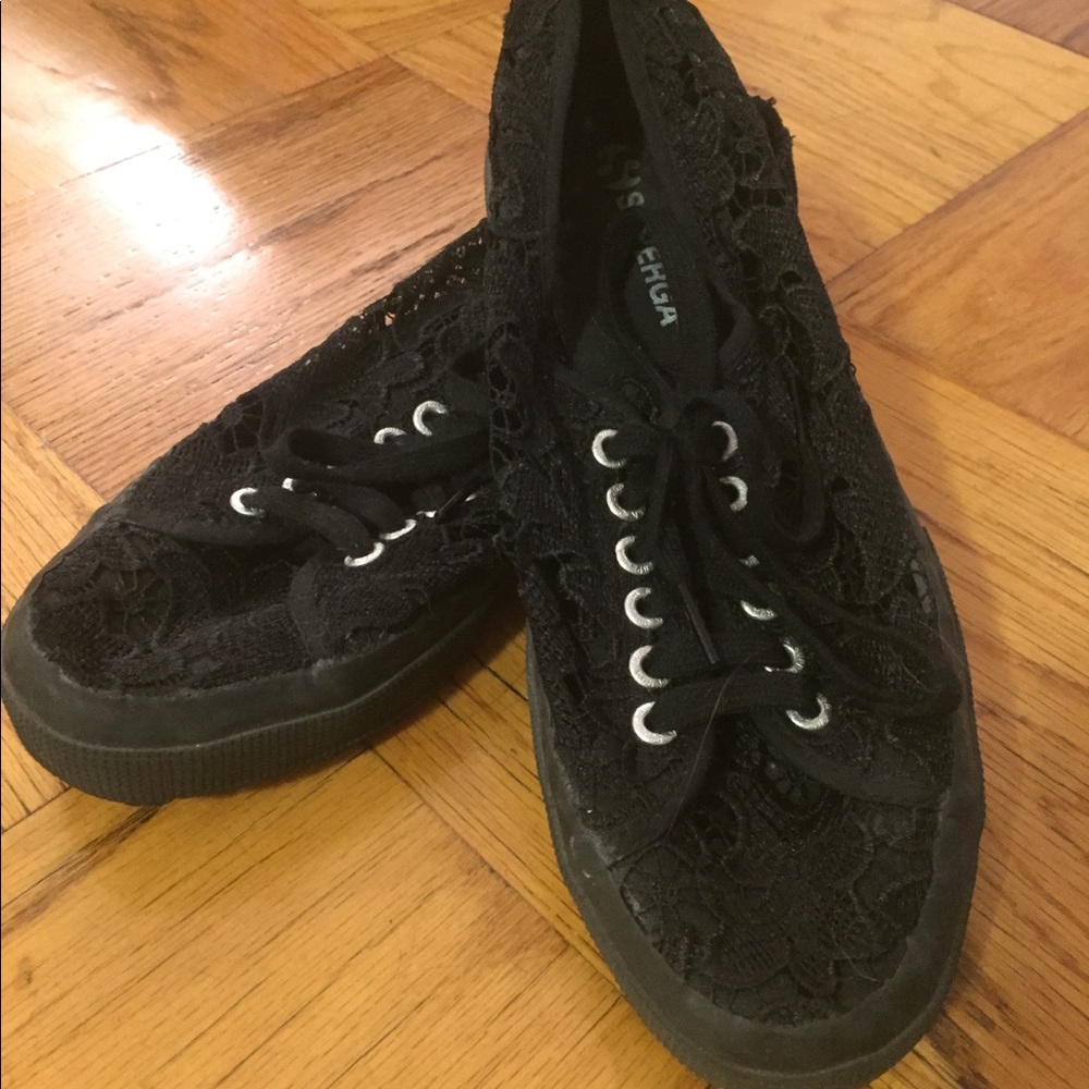 Superga Black Lace Sneakers